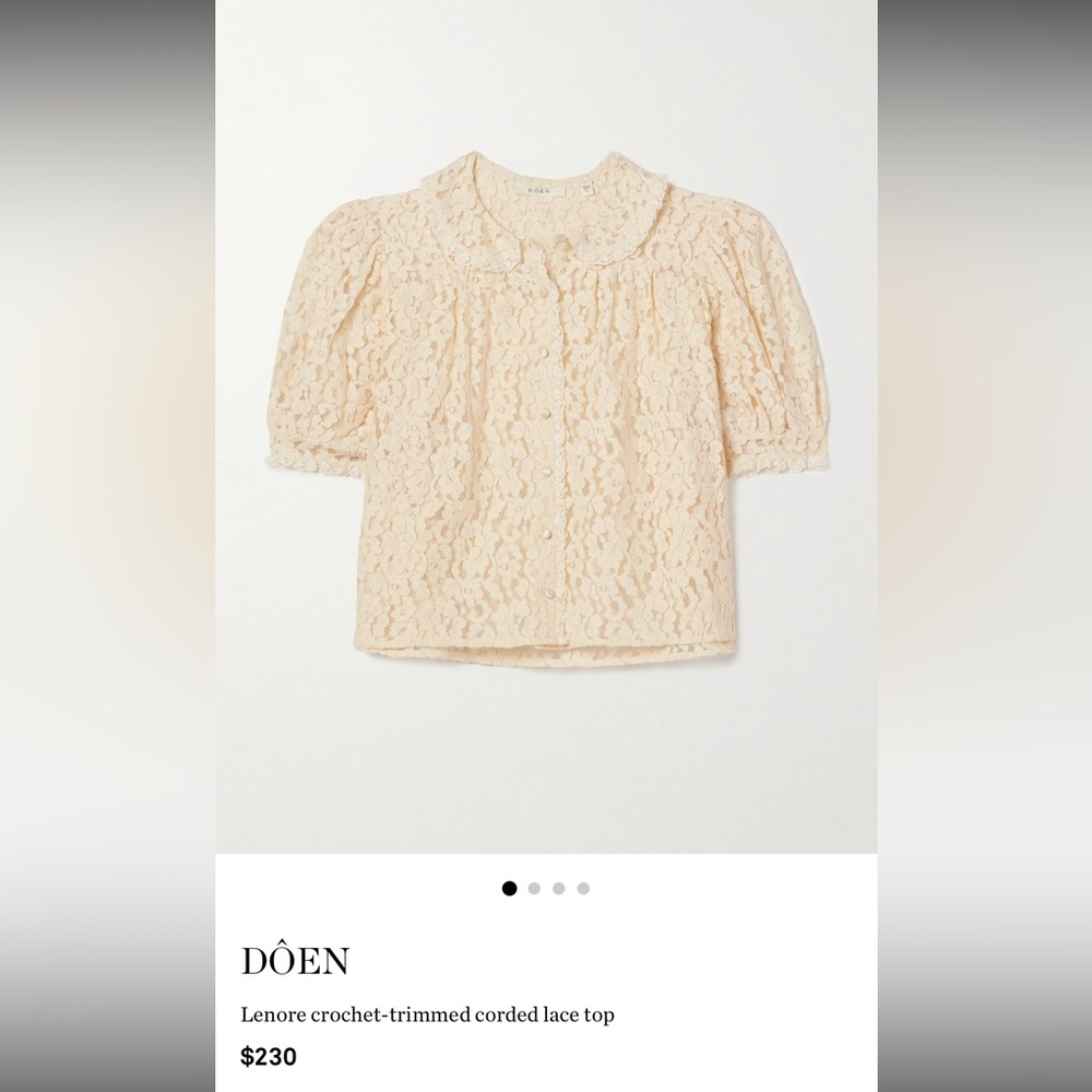 DOEN LENORE TOP, MOTHER OF PEARL, SIZE SMALL, LIKE NEW